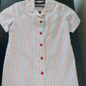 Girls red, white and grey striped shirt summer